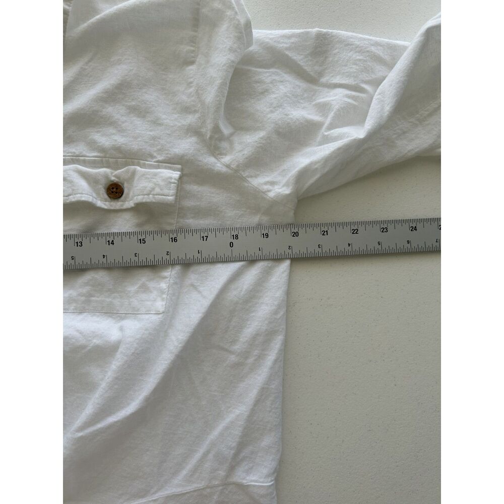 dā-sh White Cotton Roll-Tab Sleeve Front-Knot Button-Down Blouse, Size M - Picture 5 of 9